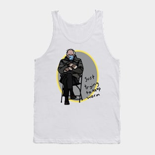 Keep Warm Bernie Sanders Mittens Ultimate Gray Oval Tank Top